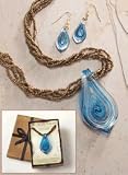 Beautiful Art Glass Necklace and Earring Set
