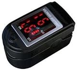 Finger Pulse Oximeter - %SpO2 (Blood Oxygen Saturation) & Heart Rate Monitor with Instructions, Lanyard & Carry Case (in RETAIL PACKAGING) - BLACK