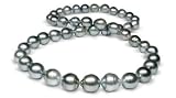 9 x 9.5mm natural color dove silver baroque Tahitian south sea cultured pearl necklace 17