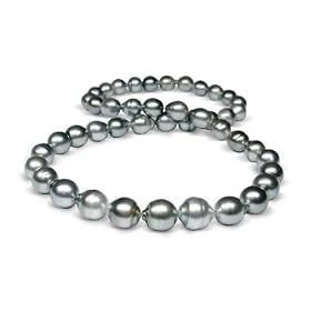 9 x 9.5mm natural color dove silver baroque Tahitian south sea cultured pearl... by American Pearl Jewelers