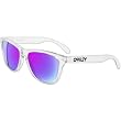 Oakley Frogskins Men's Limited Collector Editions Designer Sunglasses w/ Free B&F Heart Sticker - Polished Clear/Violet Iridium