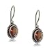 Fine Sterling Silver Circle Dangle Earrings w Garnet