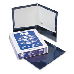 Oxford Executive-Style Laminated Portfolios, 8-1/2"x11", Navy, 25/Box ESS51743