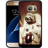Samsung Galaxy S7 Case,Sloth Astronaut Art Samsung Galaxy S7 Case Black Cover