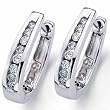 14kt White Gold Prepossessing Diamond Hoop Earrings