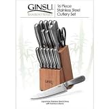 Ginsu 04816 16-Piece Stainless Steel Knife and Bamboo Block Set