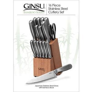 Ginsu 04816 16-Piece Stainless Steel Knife and Bamboo Block Set