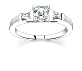 0.9 CT ASSCHER DIAMOND 18K WHITE GOLD RING NEW