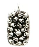 Pendant - Sterling Silver Skulls Pendant 42mm Over All Length