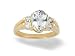 14K Yellow Gold Genuine Oval White Topaz and Diamond Ring