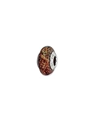 Sterling Silver Lt Brown Python Glitter Overlay Glass Charm
