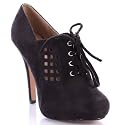 Shoehorne Women's Black faux suede lace up ankle booties Avail in Sizes 4-9