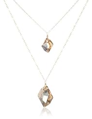 Double Layer Sterling Silver with Swarovski Elements Crystal Golden Shadow Color Cosmic Pendant Necklace, 18"