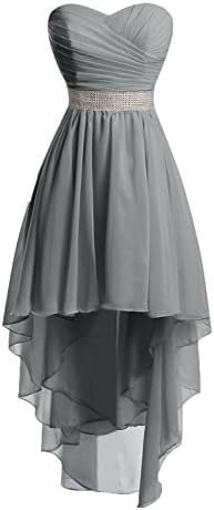 Chengzhong Sun Women High Low Lace Up Prom Party Homecoming Dresses (2, Steel Grey )