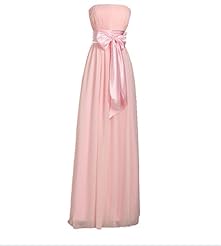 Strapless Pleated  2015 Chiffon/Satin Evening Dress/Bridesmaid Dress  With a Bow(s)
