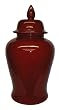 Chinese Oxblood Red Temple Jar - Hand Glazed Porcelain - 24"H