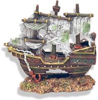 Exotic Environments Sunken Pirate Shipwreck Aquarium Ornament, 8-Inch by 4-1/2-Inch by 8-Inch