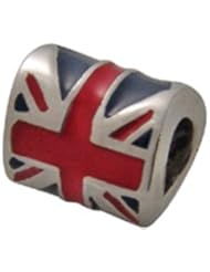 Genuine Zable (TM) Product. 925 Sterling Silver United Kingdom Flag Bead Charm. 100% Satisfaction Guaranteed.