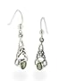 Sterling Silver Celtic Knot and Genuine Green Meteor Rock (Moldavite) Hook Earrings