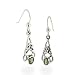 Sterling Silver Celtic Knot and Genuine Green Meteor Rock (Moldavite) Hook Earrings