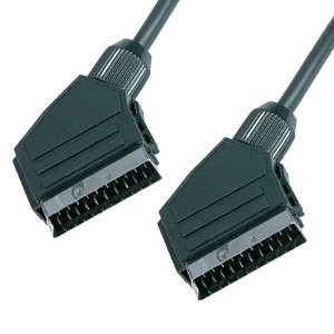 Scart Lead - 2m - Male Plug to Plug - 21 Pin Fully Wired - High Quality Cable - Indigo Banana Media (2 Metre, Black)
