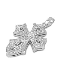Sterling Silver & CZ New Coptic Cross Pendant
