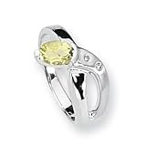 Versil Lemon Quartz and Diamond Sterling Silver Ring (Sizes 6-8)