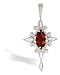 14K White Gold Genuine Marquise Garnet and Diamond Cross Pendant