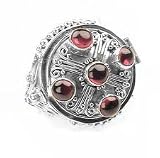 Large Sterling Silver Mystic Garnet Poison Locket Box Ring (Size 5,6,7,8,9,10)