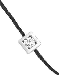 Vanessa Tugendhaft - IDA5 - Identity- Bracelet Femme - Fil incassable Noir- Argent rhodié 0,95Gret Diamant 0,05 carat -Monture Carré - Fermoir Mousqueton - Taille : 17,5cm (ajustable : 16,5 ou 15,5cm)
