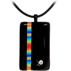 Rainbow Gay Pride Dichoric Pendant Leather Necklace