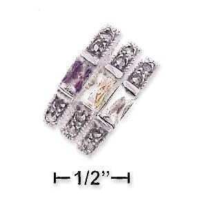 Buy Sterling Silver Marcasite Triple Stack Amethyst Garnet Citrine Ring - Size 5.0 by JewelryWeb