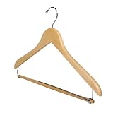 Blonde Wood Suit Hanger with Lock Bar - Set of 5 by Richards Homewares