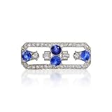 C. 1930 Vintage 4.30ct t.w. Sapphire, 2.70ct t.w. Diamond Pin
