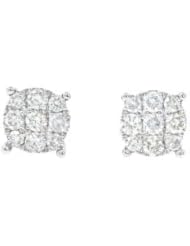Ladies 14K White Gold 0.84Ct Round Cut Diamond Designer Stud Earrings 7.3MM