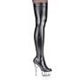 5 3/4 Spike Heel Platform Stretch Hologram Thigh Boot Women'S Size Shoe (Black/Hologram-12)