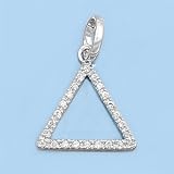 Sterling Silver Pendant - Triangle - Clear Cubic Zerconia - 19mm Height