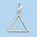 Sterling Silver Pendant - Triangle - Clear Cubic Zerconia - 19mm Height