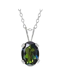 0.95 Ct Oval Shape Tourmaline Green Mystic Topaz Sterling Silver Pendant