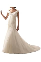 V-neck Tulle Natural   Waistline Mermaid Wedding Dress 