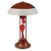 Lava Table Lamp - Burlwood Finish - Red Lava In Clear Liquid