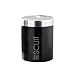 Premier Housewares Black Enamel Biscuit Canister with Silver Lid and Wording Detail