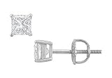 14K White Gold : Princess Cut Diamond Stud Earrings 0.50 CT. TW.