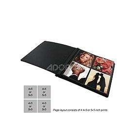 Adorama 5 x 5 Post Bound Preview Proof Album with 25 Pages, Holds 4 Photos per Page, 200 Total, Black Faux Leather Cover