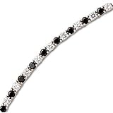Sterling Silver 7 Inch Black/Clear CZ Tennis Bracelet