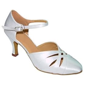 White Satin Wedding Shoe or Ballroom Dancing Danielle 2.75