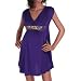 Purple Belt Short Sleeve Maternity Dress