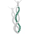 10k White Gold Emerald and Diamond Twist Pendant