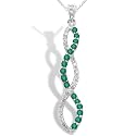 10k White Gold Emerald and Diamond Twist Pendant