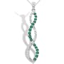 10k White Gold Emerald and Diamond Twist Pendant